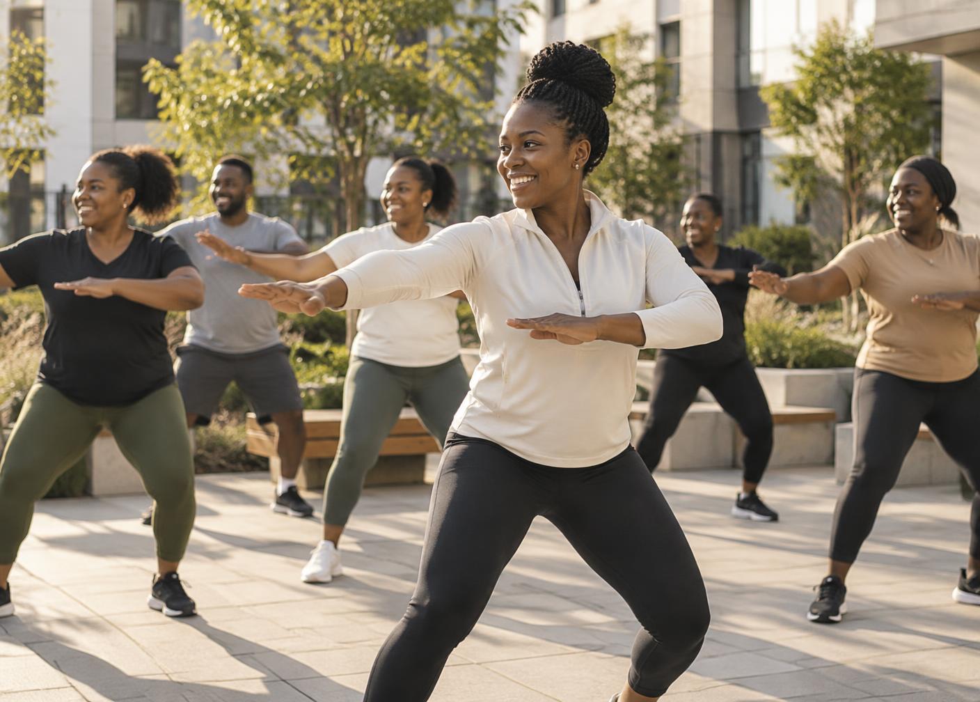 A community wellness programme in a shared outdoor space